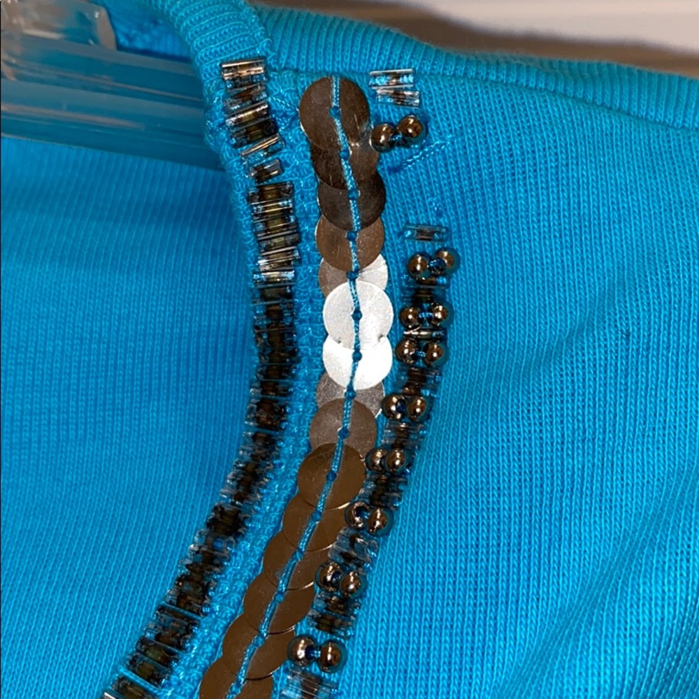 Rafaella turquoise shirt with beading at neck 2X - Picture 4 of 4